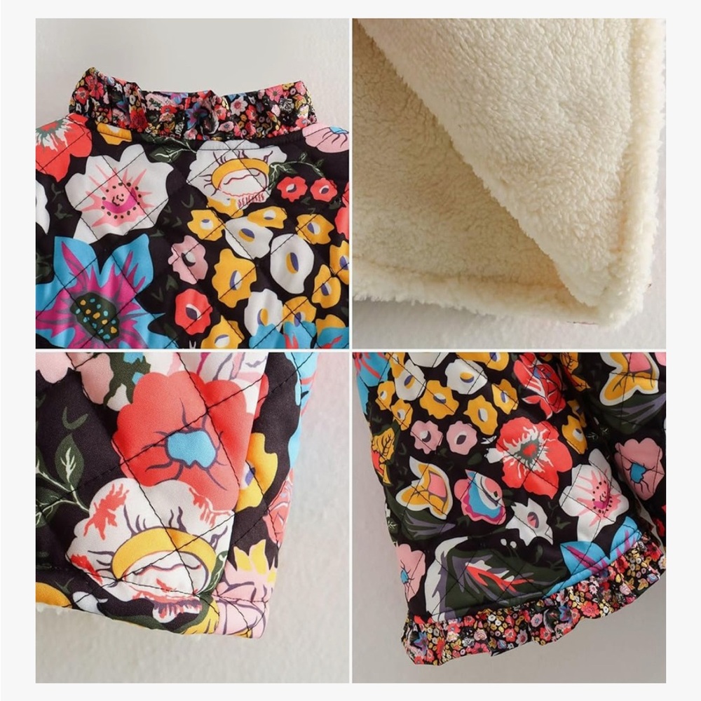 Quilted Floral Jacket with Faux Shearling - Picture 2 of 6